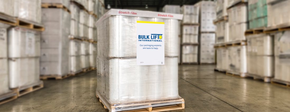 Pallet of stretch film in warehouse